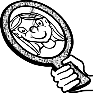 hand mirror with reflection